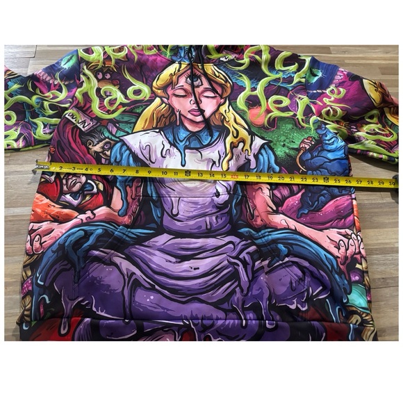 Purple Psychedelic Melty Alice hoodie Sweater with Abstract Design - Picture 7 of 7